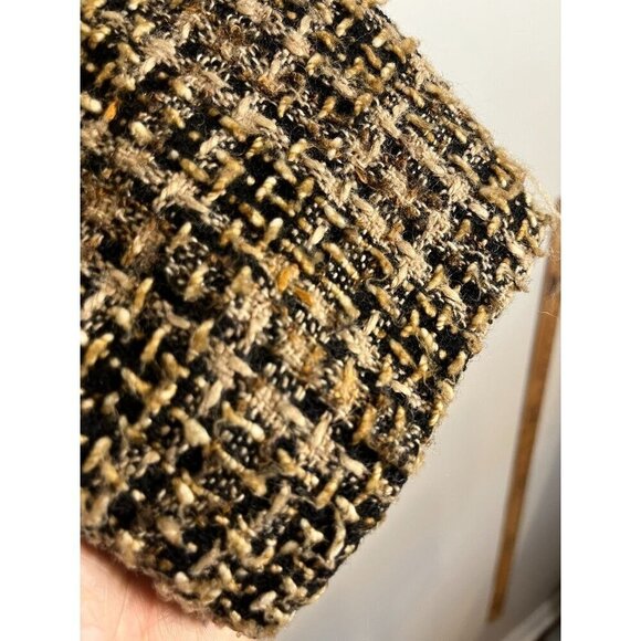 Wool Retro Tweed Jacket 14 Tan Old Money Preppy Classic Chic Work Wear Neutral - Picture 7 of 15